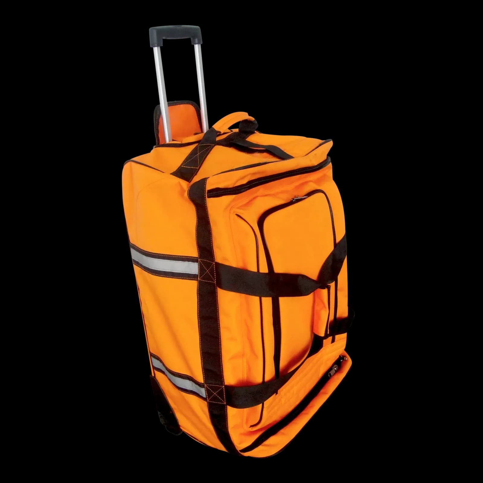 Large orange EMG trolley bag with telescopic handle extended