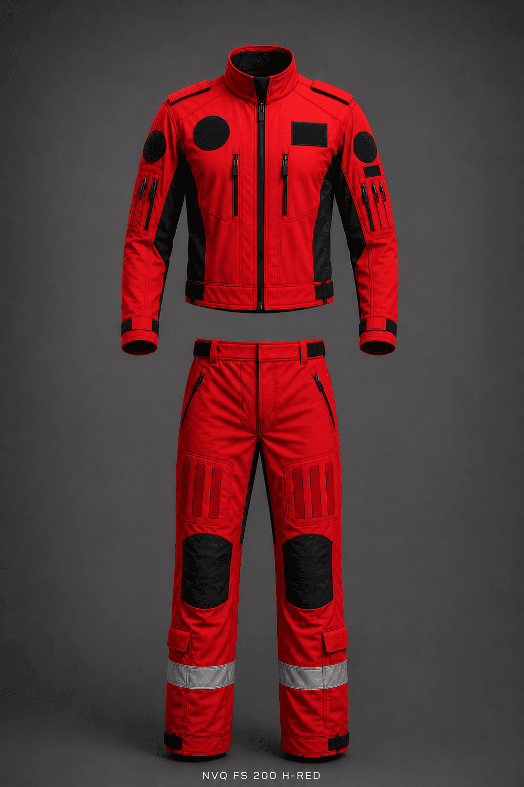 NVQ FS200 H-RED two-piece flight suit, front view